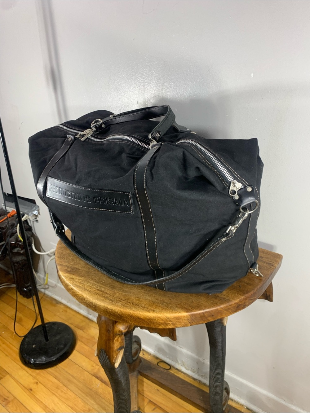 Vintage Rugby Productions Prisma Bkack Canvas and Leather Weekender Duffel